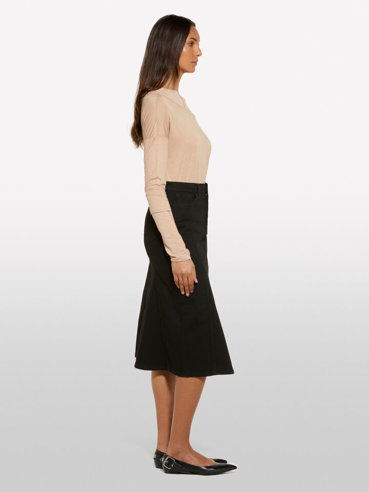 Gonna di jeans svasata nera - gonne midi, longuette donna - Nero | Sisley image number 2